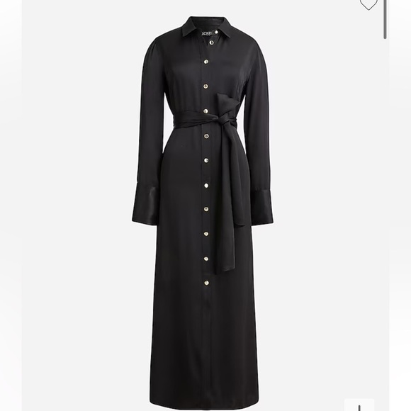 J crew Drapey shirtdress in luster crepe black - Picture 1 of 3